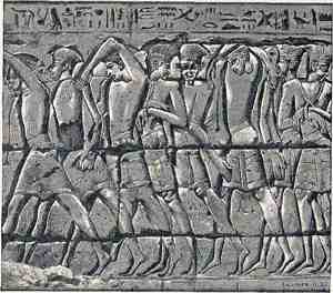 Sea People Captives, Battle of Djahy, Canaan, Medinet Habu, Mortuary Temple of Ramesses III, Luxor, Egypt, 1178 BC