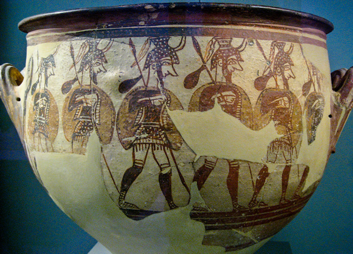 Warriors Vase Depicting Occupation Sardinian Soldiers, Mycenae, Greece, ~1200 BC